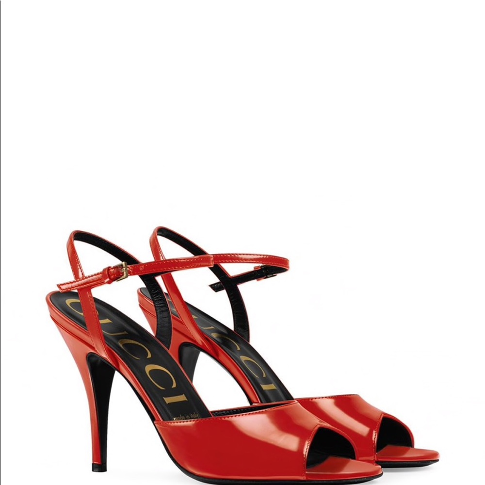 Gucci red peep toe sandals